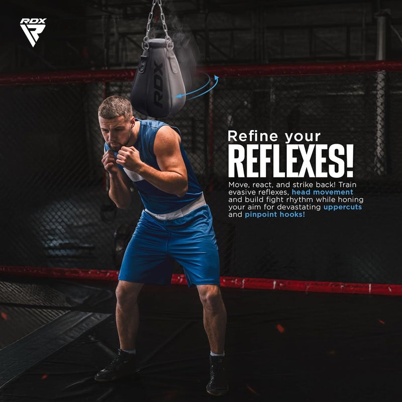 Rdx 1.5FT Tear-Shaped Boxing Maize Bag with Chain & Gloves – Slip Bag for Uppercut, Hook, Reflex, Precision, Footwork & Punch Training – Hanging Slip Ball for MMA, Boxing, Muay Thai & Kickboxing - Image 5